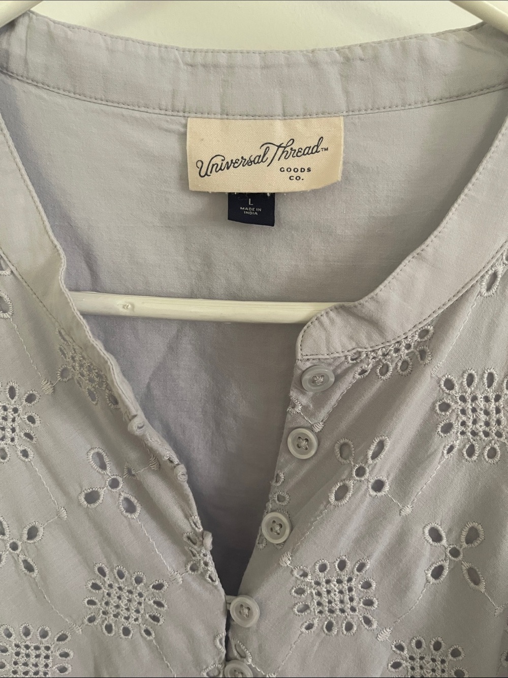 Universal Thread Lavender Eyelet Button-Front Tunic - Picture 3 of 6